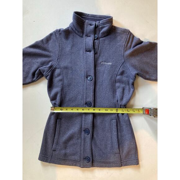 Columbia Women’s XS Fleece Button Jacket Charcoal Gray High Neck Cotton Blend - Picture 9 of 12